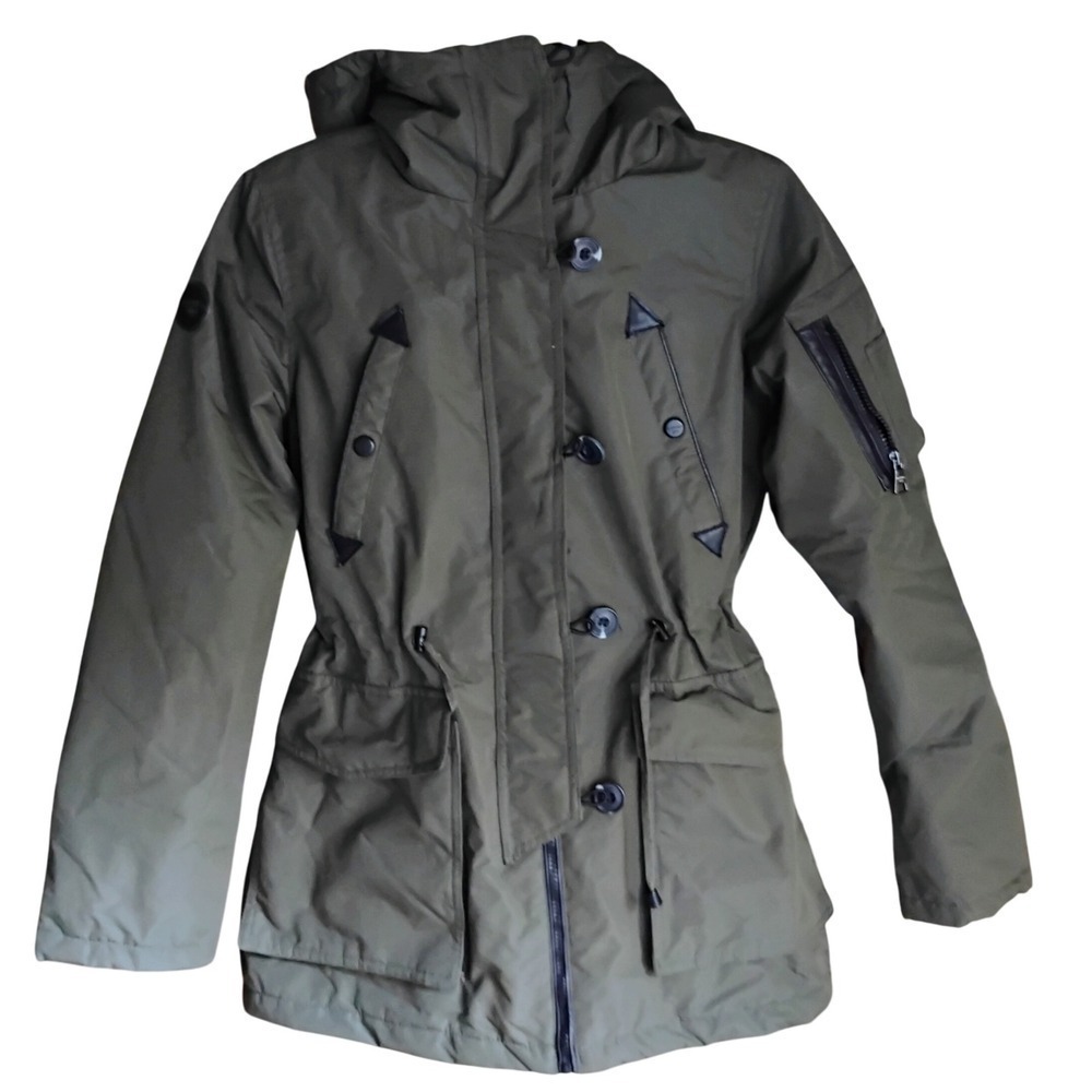 Madden Girl Olive Green Hooded Anorak Drawstring Waist Utility Jacket